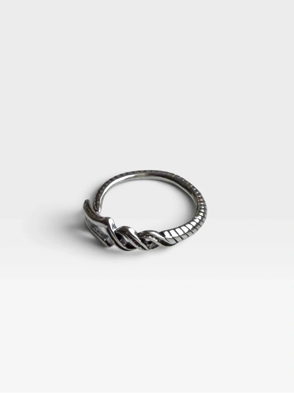 Sterling-Tone Twisted Knot Men's Ring - Silver